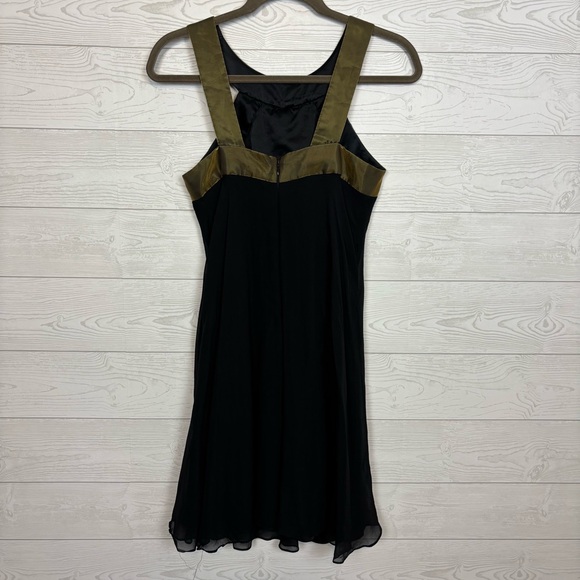 Vintage Badgley Mischka Black/Gold 100% Silk Mini Dress Size 2 - Picture 3 of 7